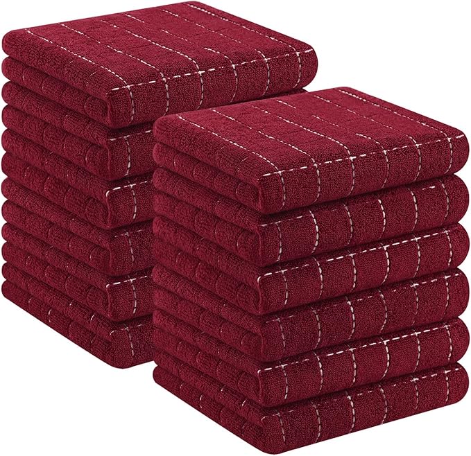 Homaxy 100% Cotton Terry Kitchen Towels, Checkered Designed, Soft and Super