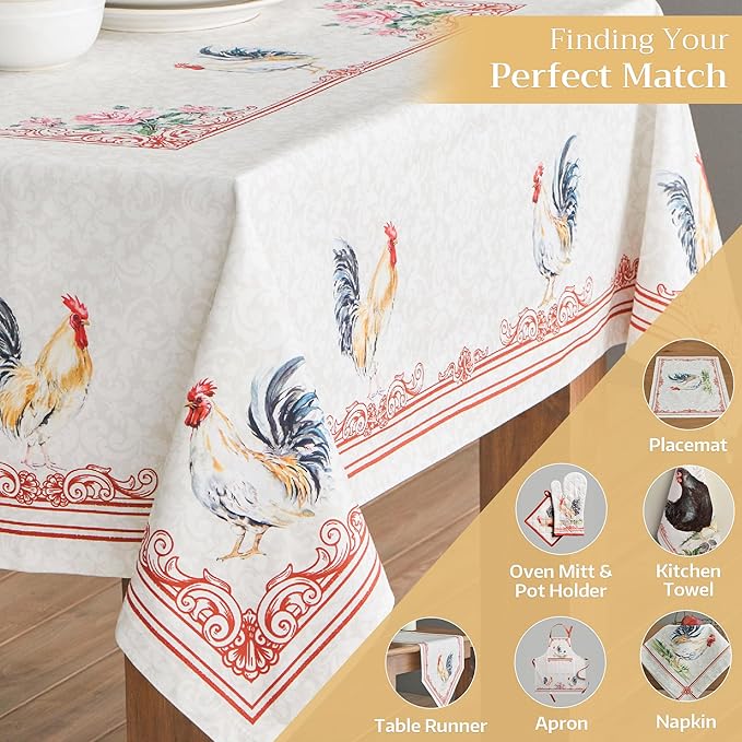 Maison d' Hermine Table Cloth Rectangle Table 100% Cotton 70 x 120 Inches Tablecloth Reusable Decorative Everyday Use for Dining Room, Farmhouse, Home Party, Festive & Wedding Spring Summer - Campagne