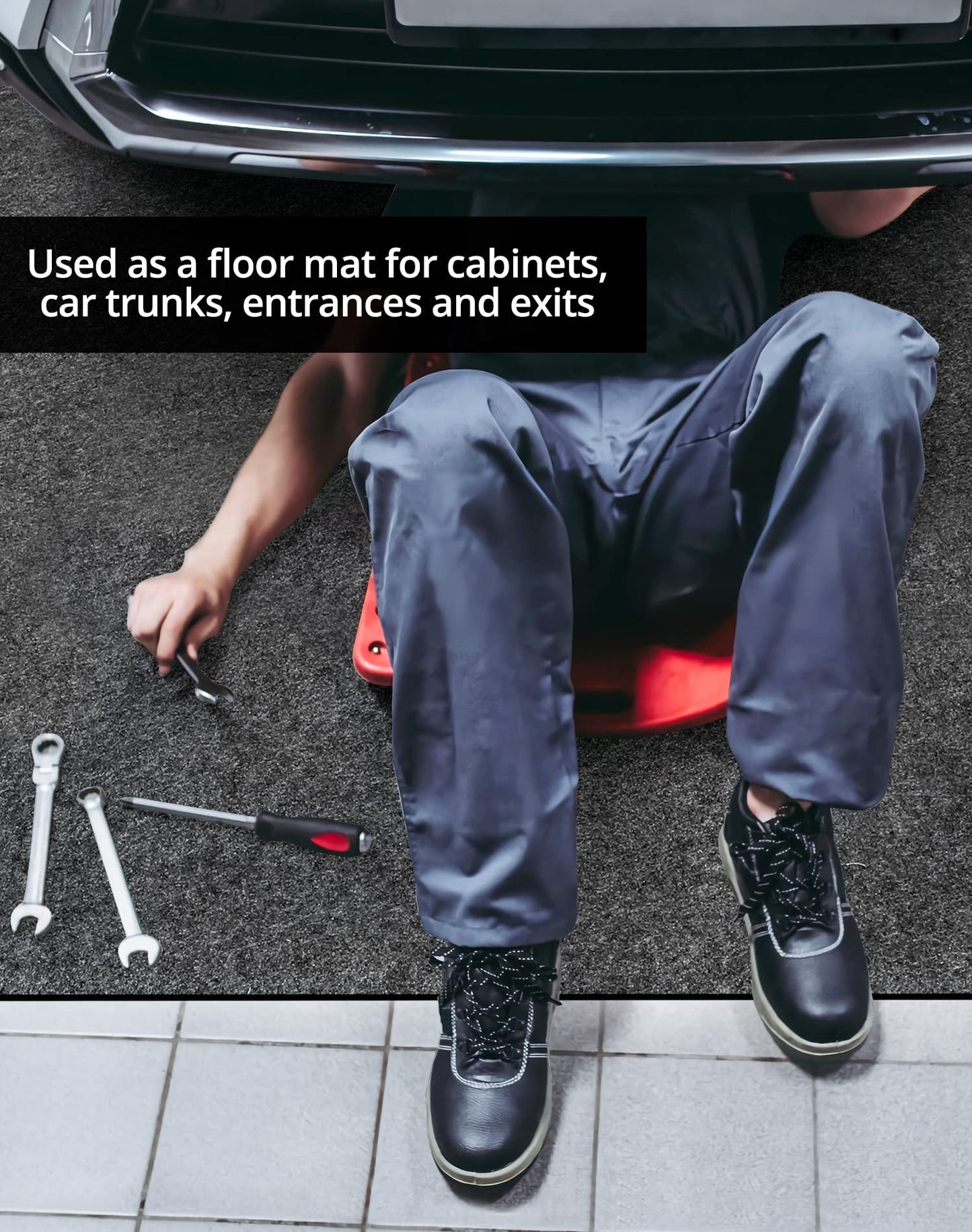 QWORK Oil Absorbing Pad Garage Floor Mats, Over Large 8.5' x 6' Reusable Oil Spill Mat Parking Mats, Protect Floor from Drips, Stainls, 1 Pack