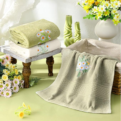 3 Pcs Daisy Floral Hand Towels Daisy Flowers Boho Bathroom Decor 14x29 Inch