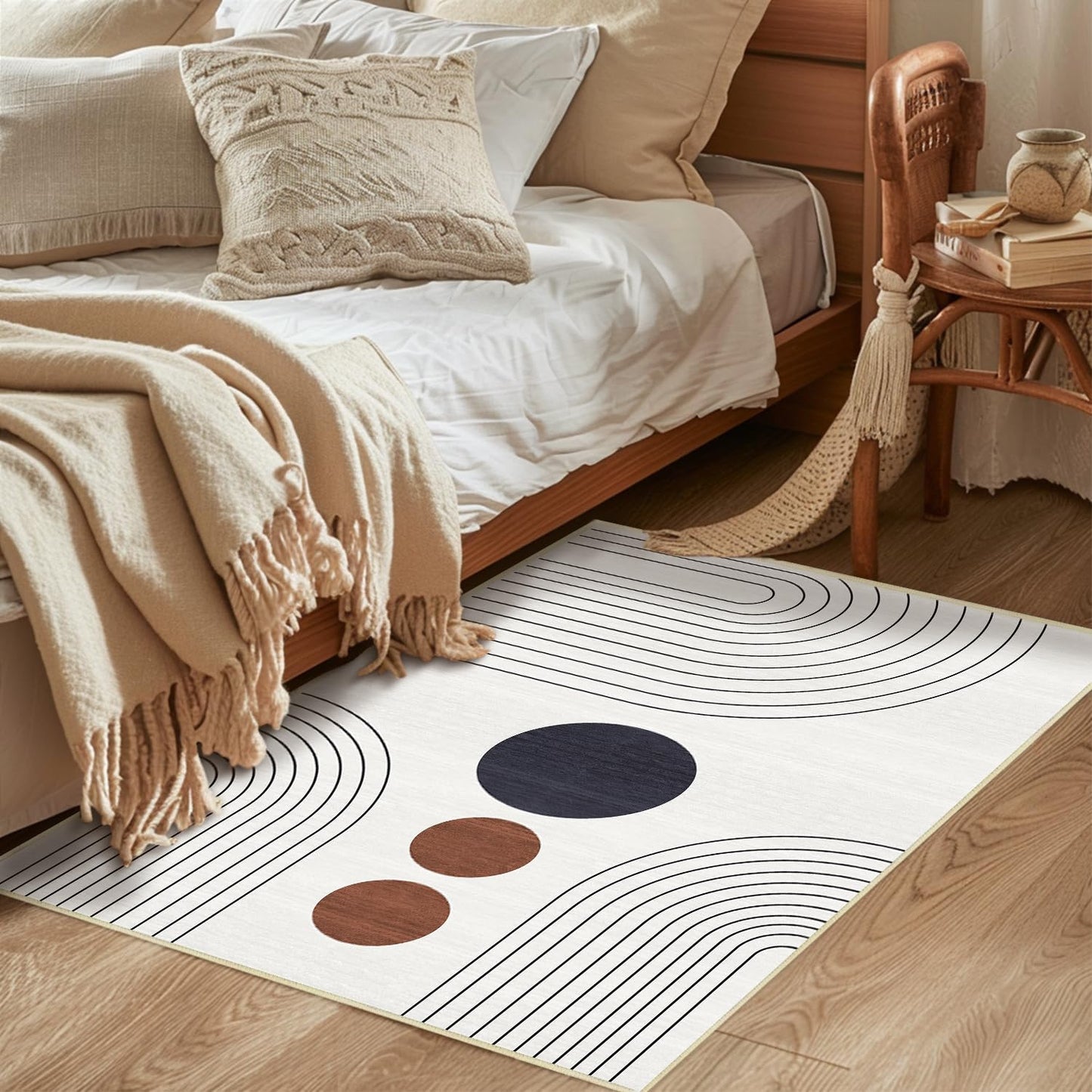 Boho 2x3 Rug for Entryway Modern Minimalist Abstract Line Area Rug Mid Century Modern Machine Washable Door Mat Contemporary Rugs Non-Slip Printed Low-Pile Floor Carpet for Kitchen Bathroom Laundry