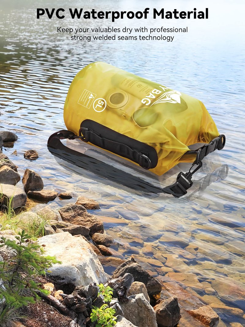 HEETA Dry Bag Waterproof for Women Men, Roll Top Lightweight Dry Storage Bag Backpack with Phone Case for Travel Swimming Boating Kayaking Paddle Board Camping Beach Accessories (Yellow, 10L)