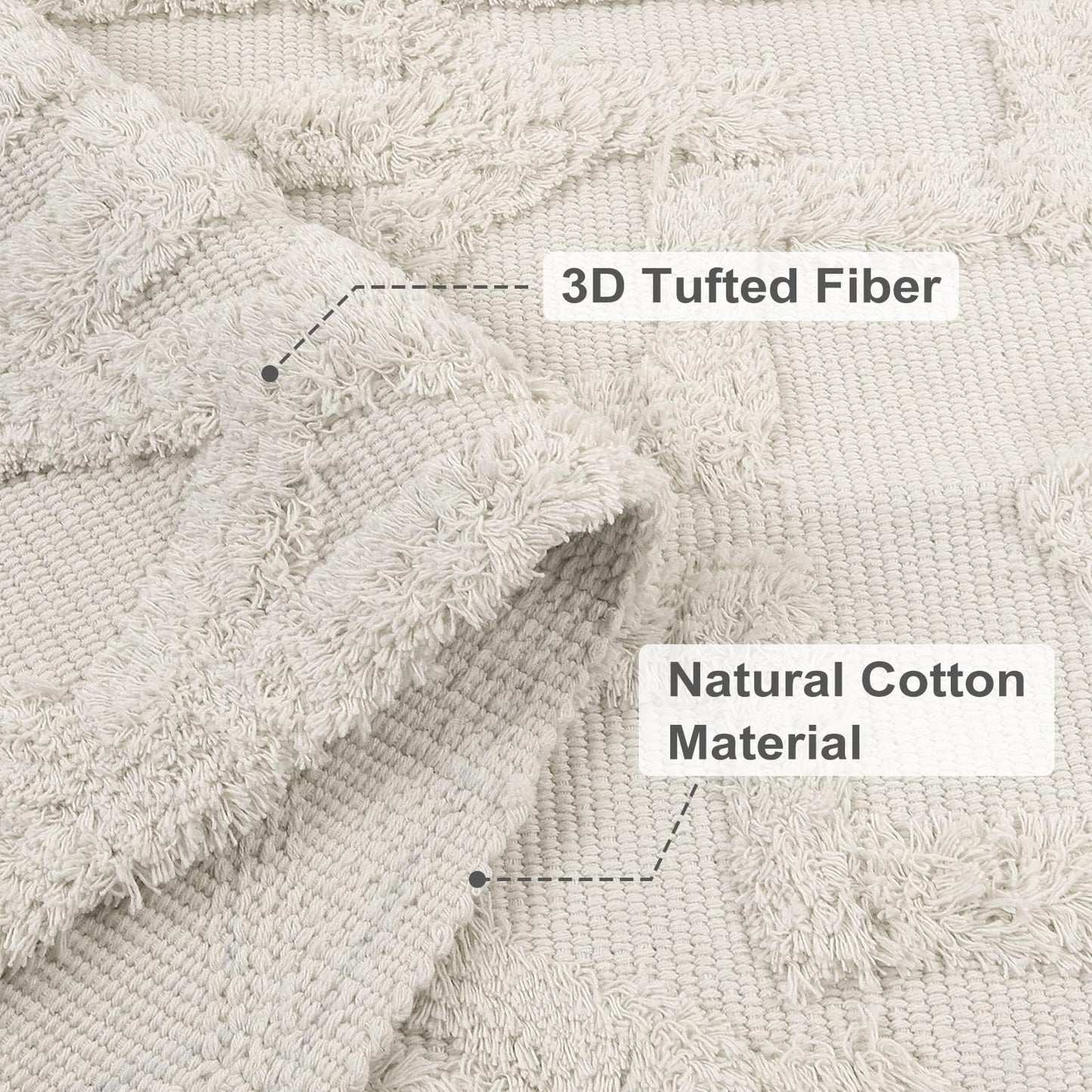 Uphome Boho Washable Runner Rugs 2' x 5', Woven Tufted Neutral Hallway Runner Rug with Fringe, Beige Cotton Farmhouse Entryway Rug, Tribal Accent Bedroom Floor Carpet for Bedside Laundry Kitchen
