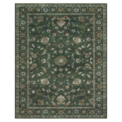 Hedlive 6' x 9' Vintage Floral Area Rug, Washable Green Living Room Rug with Non-Slip Backing, No Shedding, Stain Resistant Carpet for Bedroom Dining Room Under Table Home Office Apartment