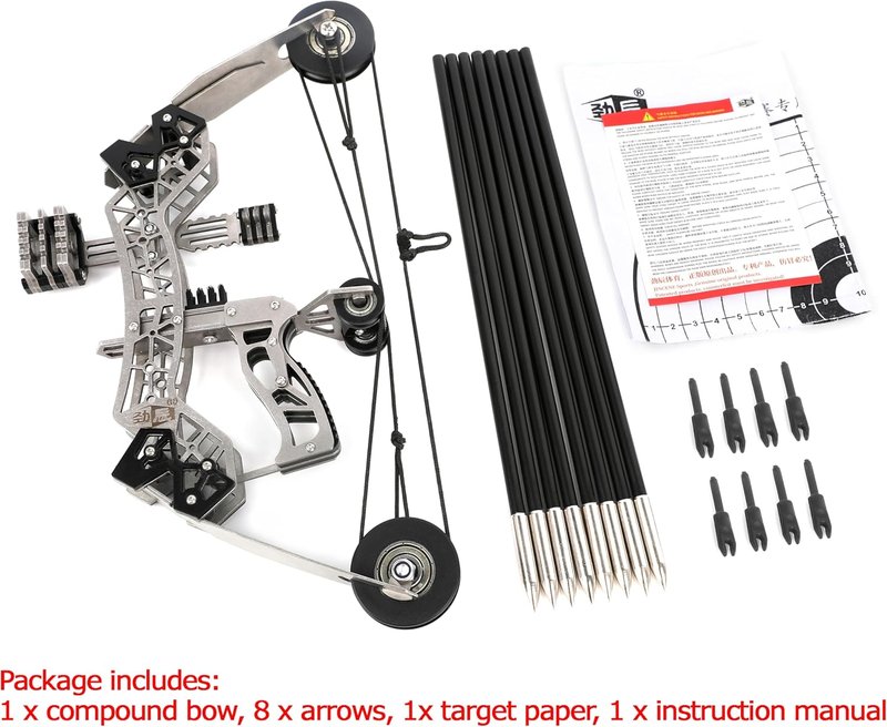 10-Inch Compound Bow Set - 12lbs Archery Bow and Arrow for Target Shooting | Right/Left Handed, 40-50m Range