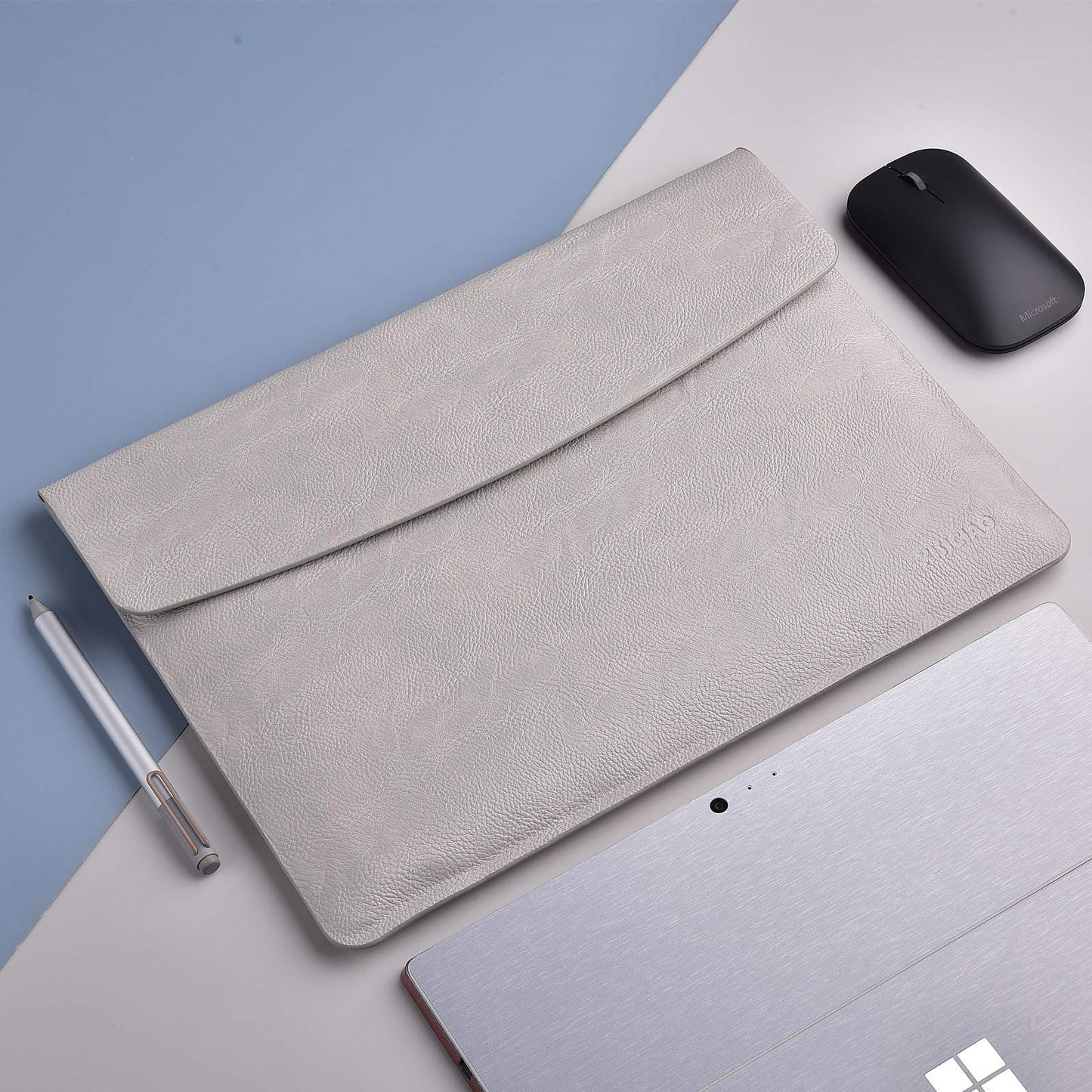 xisiciao, Surface Pro 11th/10/9/8/7/6/5/4/Pro X Sleeve case, for Microsoft 12-12.3-13 Inch Tablet Waterproof Ultrathin Carrying Cover with Small Bag (Palladium)