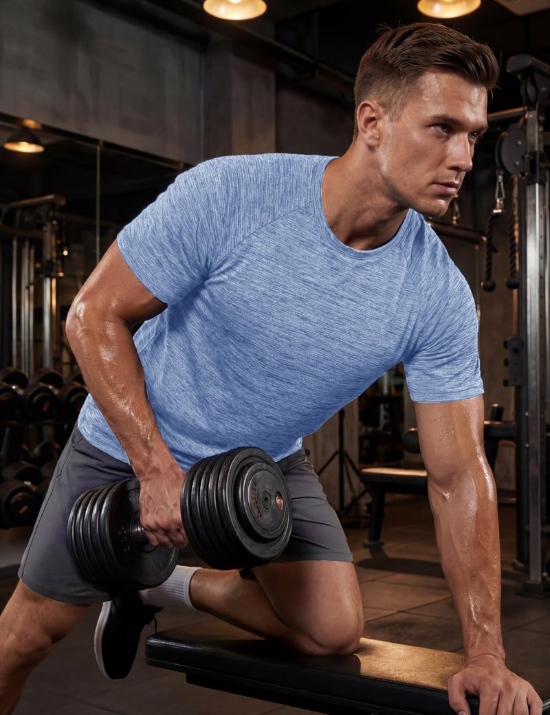 MAGCOMSEN Shirts for Men Quick Dry Lightweight T-Shirt Athletic Gym Workout Shirts Summer Crew Neck Short Sleeve Tee LtBlue XL