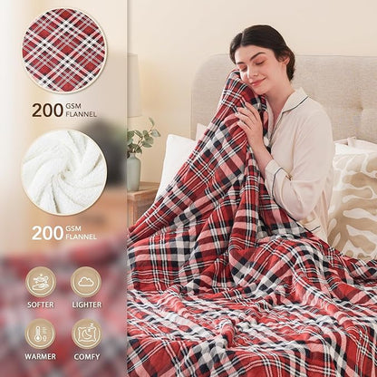 Homemate Electric Blanket Heated Queen Size - 84“x90“ Ultra Soft Cozy Flannel Heating Blanket with 10 Fast Heat Levels 8 Hours Auto Off Over-Heated Protection ETL Certification Keep Warm in Home