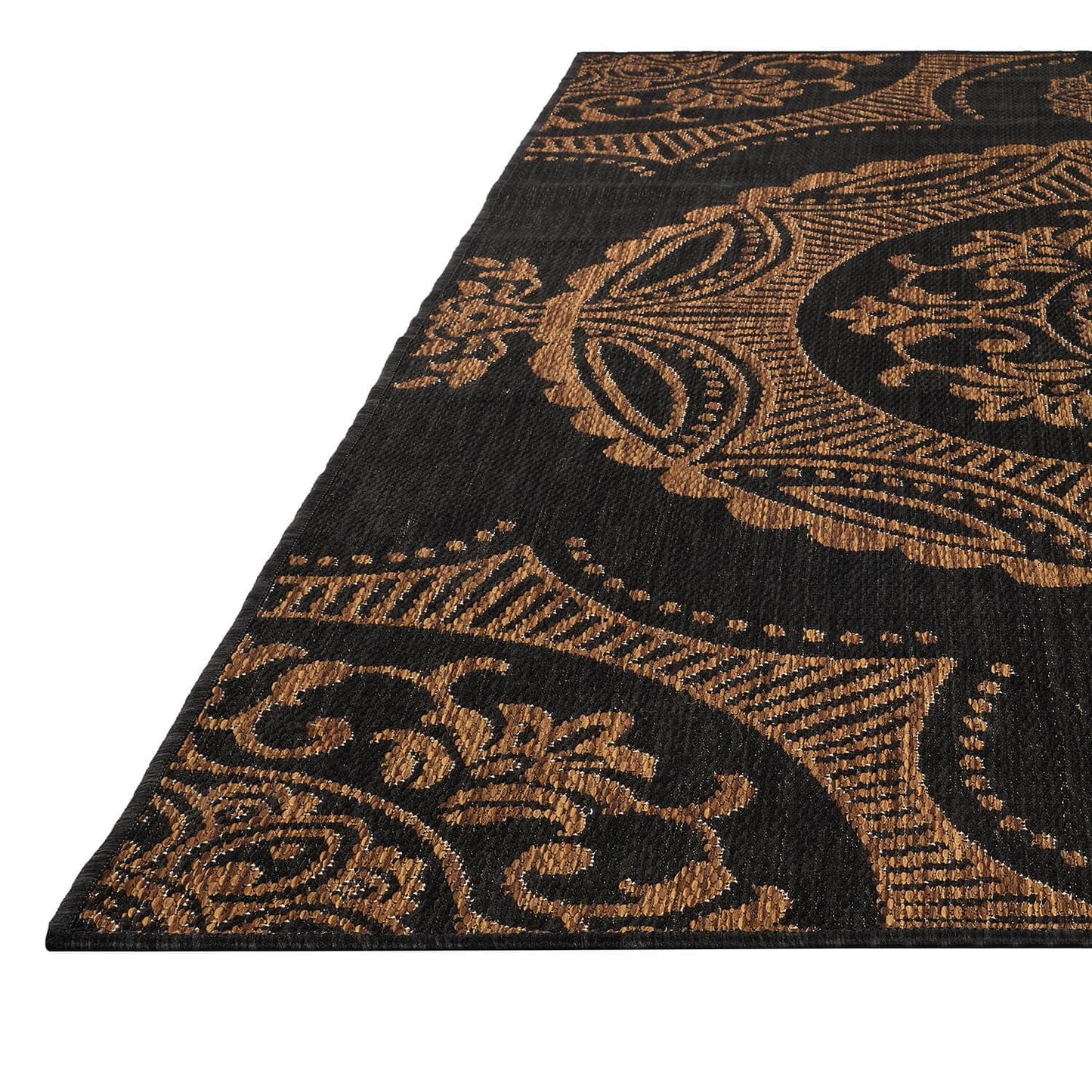 Luul Home Medallion Outdoor Rug 6x9 Washable Outside Carpet for Indoor Patio Porch Waterproof Easy Cleaning Non Shedding Area Rugs Nut Brown 6 x 9