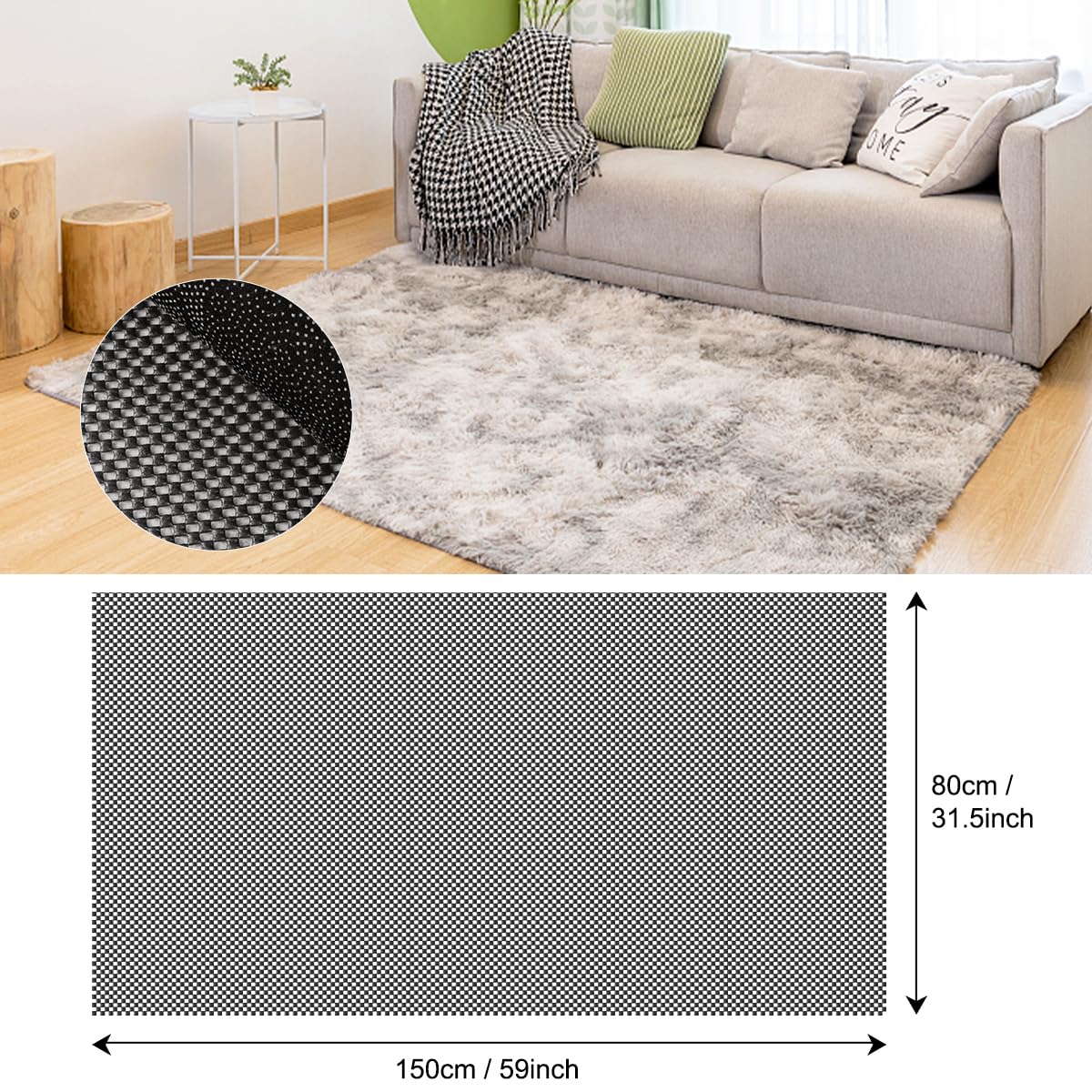 FACIACC Non Slip Rug Pad Gripper 2 x 5 Feet Extra Thick Pads Carpet Pads for Area Rugs Keep Your Rugs Safe and in Place on Hardwood Floor (Black)