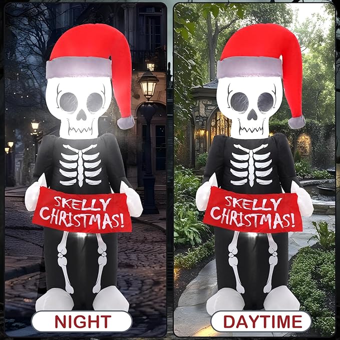 5FT Gray Old Man Pull Banner Inflatable Decoration, Yard Decoration with LED Lights, Outdoor Inflatable Decoration for White Christmas, Halloween, Outdoor Lawn, Garden, Party