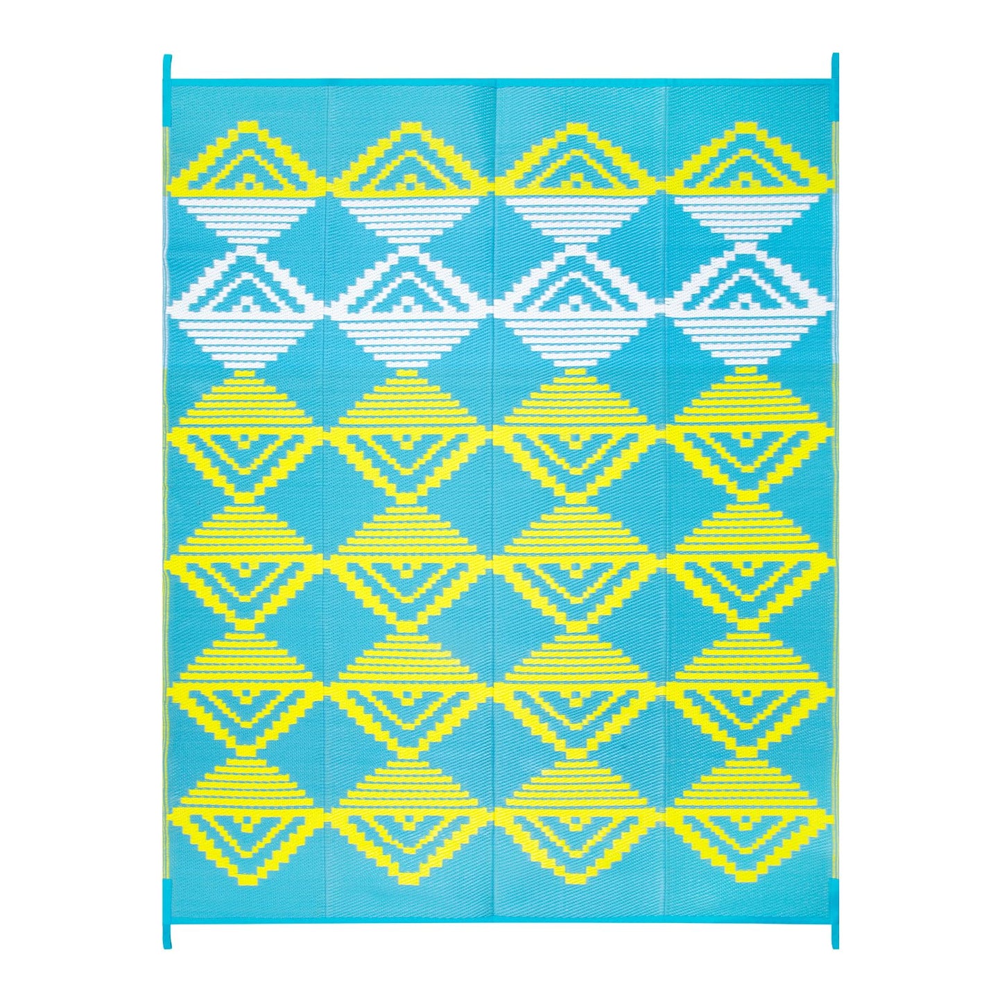 Beeiva Outdoor Rug 8x10 Waterproof for Patio, Reversible Outdoor Patio Rug for Backyard, Deck, Blue Yellow