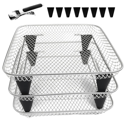 Upgrade 8inch Square Air Fryer Rack,Three Stacktable Dehydrator Rack,Square Air Fryer Accessories,Only Fit for Air fryer which inner size ≥8.7 inch(Square)