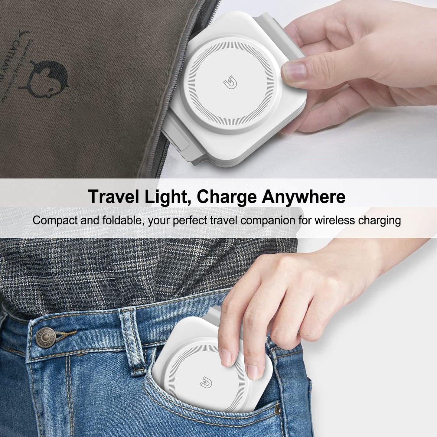 Wireless Charging Station for Apple Multiple Devices - 3 in 1 Foldable Magnetic Wireless Charger - Travel Charging Pad for iPhone 16 15 14 13 12 Pro Max Plus Watch & AirPods (Black)