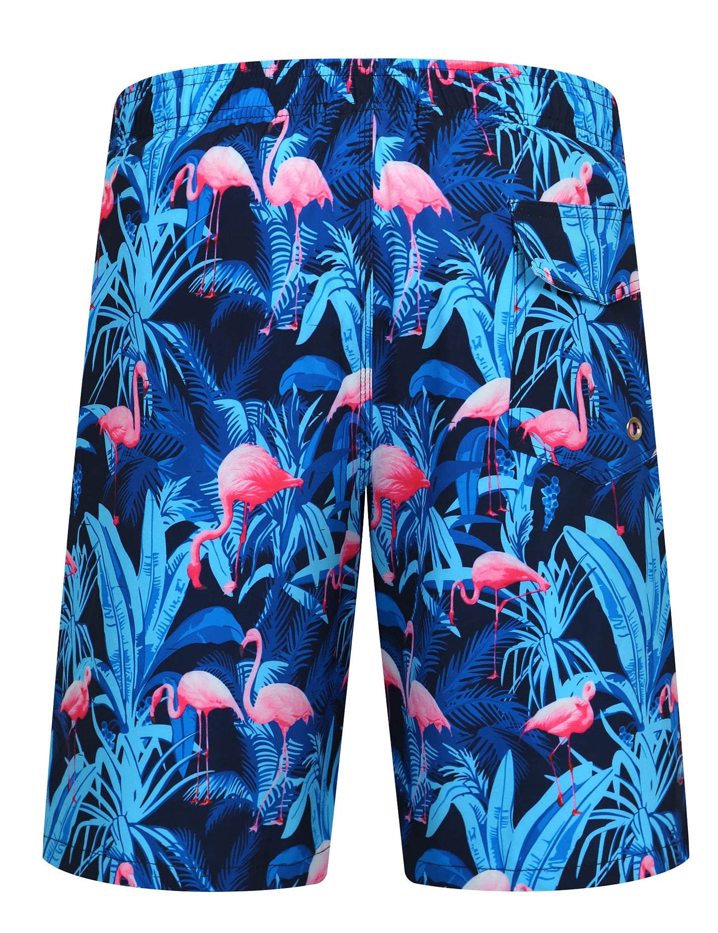 ELETOP Men's Swim Trunks Quick Dry Bathing Suit Swimming Board Shorts Mesh Lining Beach Swimwear Flamingo Blue 3XL