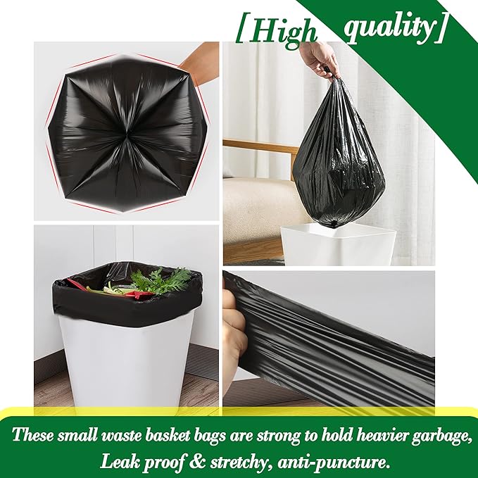 Hommaly 1.2 Gallon 240 pcs Small Black Trash Bags, Strong Garbage Bags
