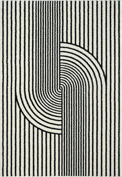 Abani Nuevo Collection Area Rug - Mid-Century Black & Ivory Arch Knot Design - 5' x 8' - for Living Room, Bedroom & Office