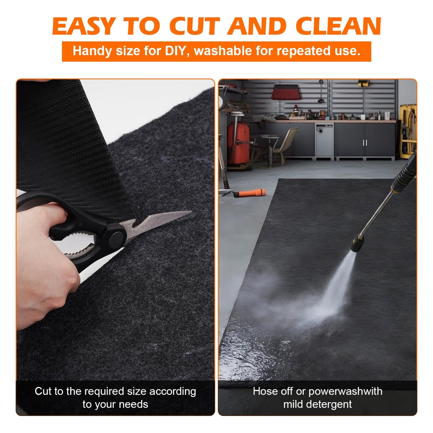 Grefinity Oil Spill Mat, 60" x 72" Oil Mat for Driveway, Under Car Pad for Garage Floor, Protects Against Oil, Chemicals & Stains with TPE Anti-Leak Backing, Reusable & Washable