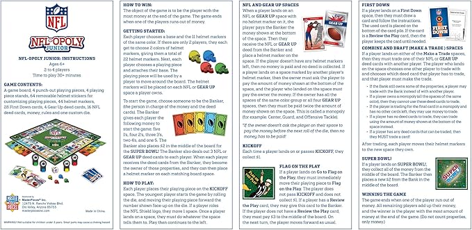 MasterPieces Kids &amp Family Board Games - NFL Opoly Jr. - Officially Licensed Board Games for Kids &amp Family