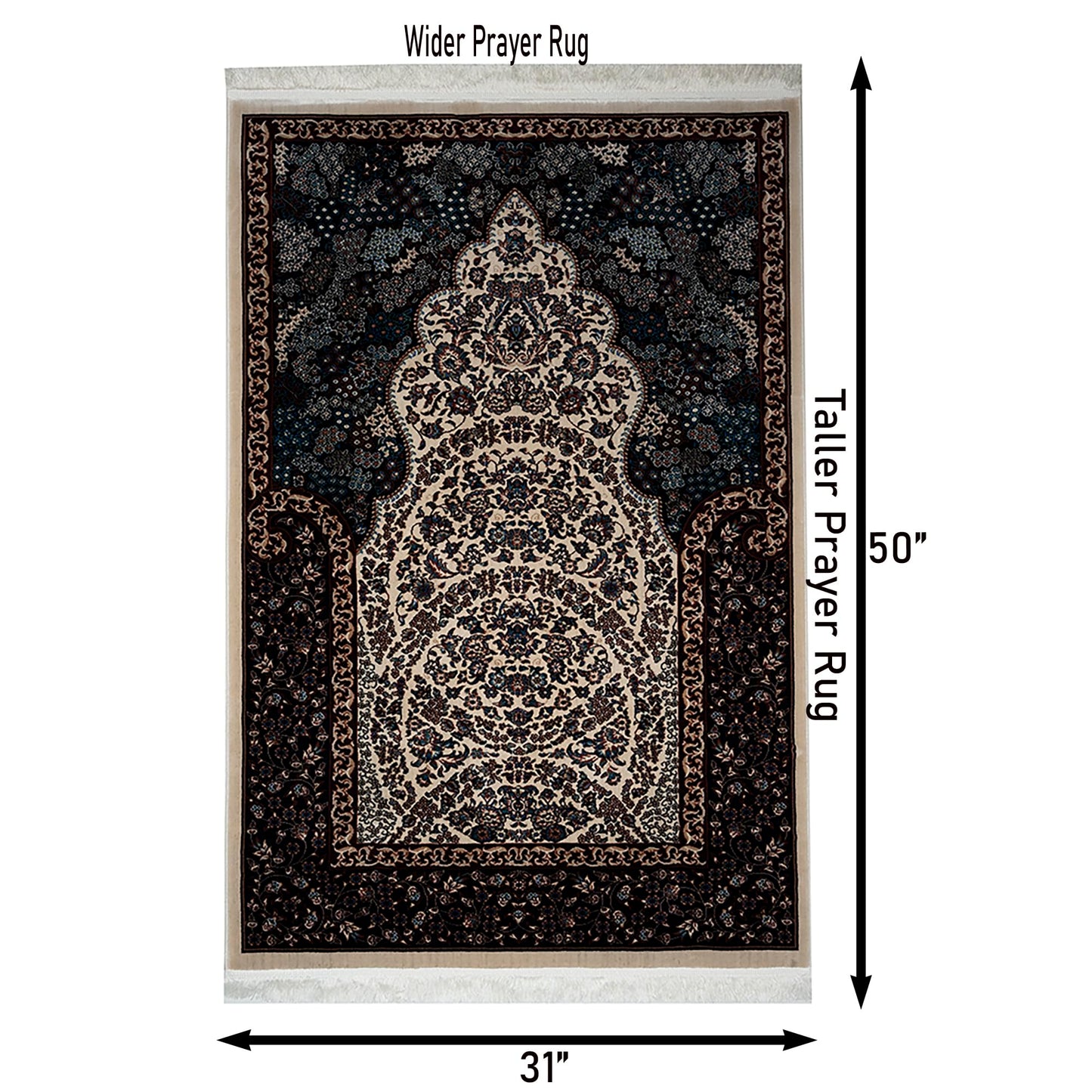 Modefa Velvet Prayer Rug - Soft Plush Turkish Janamaz Sajada Carpet for Men and Women - Luxury Velvet Wide Floral Prayer Mat Ramadan Eid Gift (Beige)