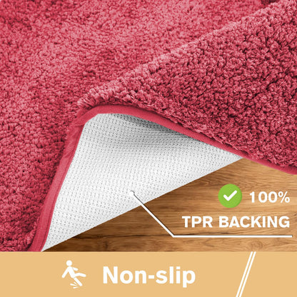Kildoss Red Bathroom Rugs 17"x24" - High-Density Microfiber Bath Mat, Fluffy Non Slip Absorbent and Washable Bathroom Mat - Ideal for Small Spaces, Vanity, Toilet, or Pet Mat
