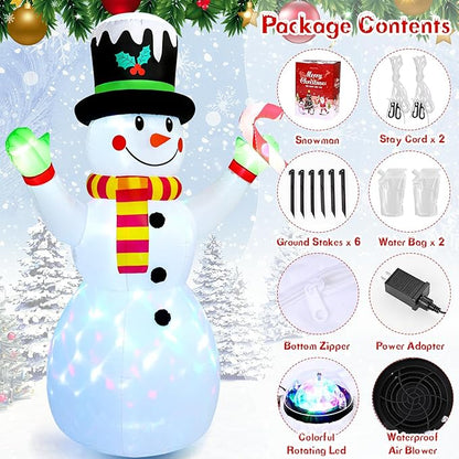 FRAMICS 12 FT Christmas Inflatable Outdoor Decoration,Snowman Christmas Inflatable Blow Up Christmas Decorations Outdoor with Built-in Colorful Rotating LEDs for Holiday Indoor Outdoor Garden