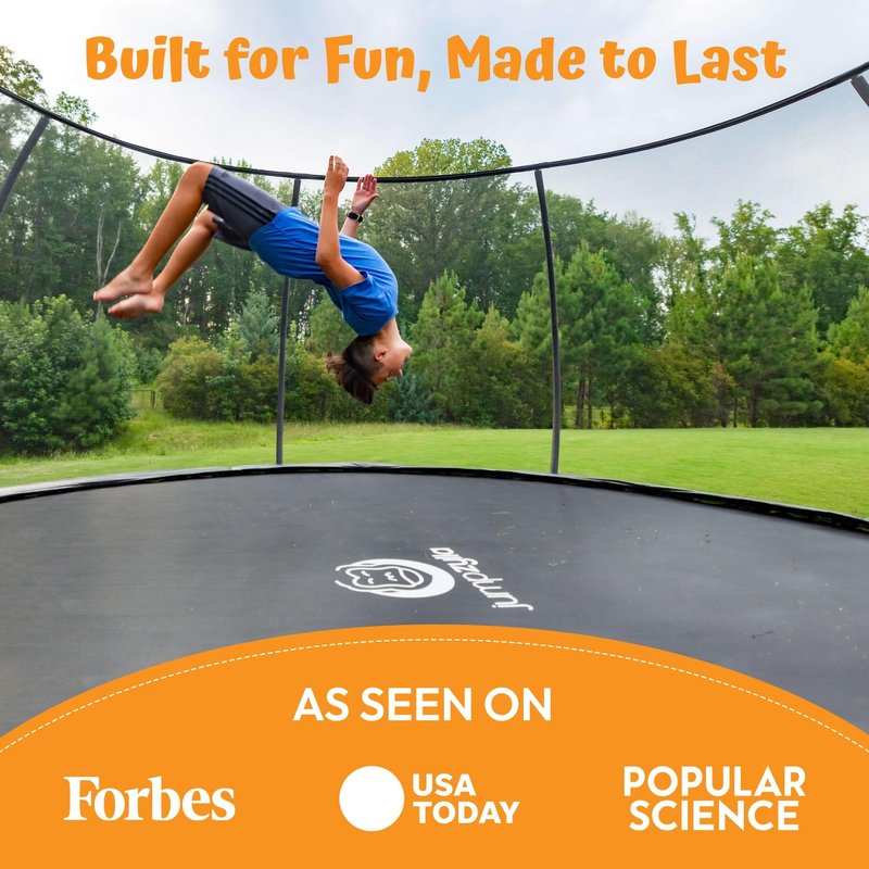 JUMPZYLLA Trampoline Outdoor 8FT 10FT 12FT 14FT 15FT 16FT with Enclosure and Ladder, ASTM Approved Recreational Trampoline for Kids and Adults, Anti-Rust Coated Frame (Pink, 8FT)