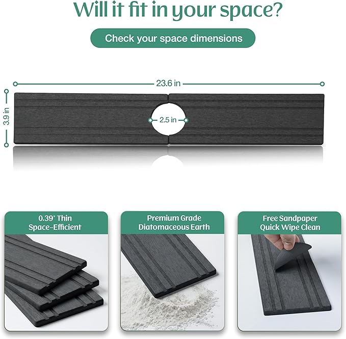 Stone Faucet Mat for Kitchen Sink Splash Guard 23.6" x 3.9"