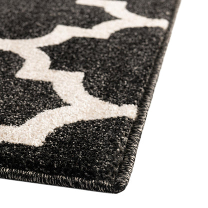 Rugs.com Lattice Collection Rug – 3' x 5' Black Medium Rug Perfect for Entryways, Kitchens, Breakfast Nooks, Accent Pieces