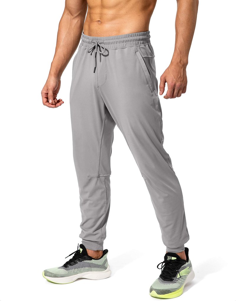 G Gradual Men's Sweatpants with Zipper Pockets Athletic Pants Traning Track Pants Joggers for Men Soccer, Running, Workout(Light Grey,L)