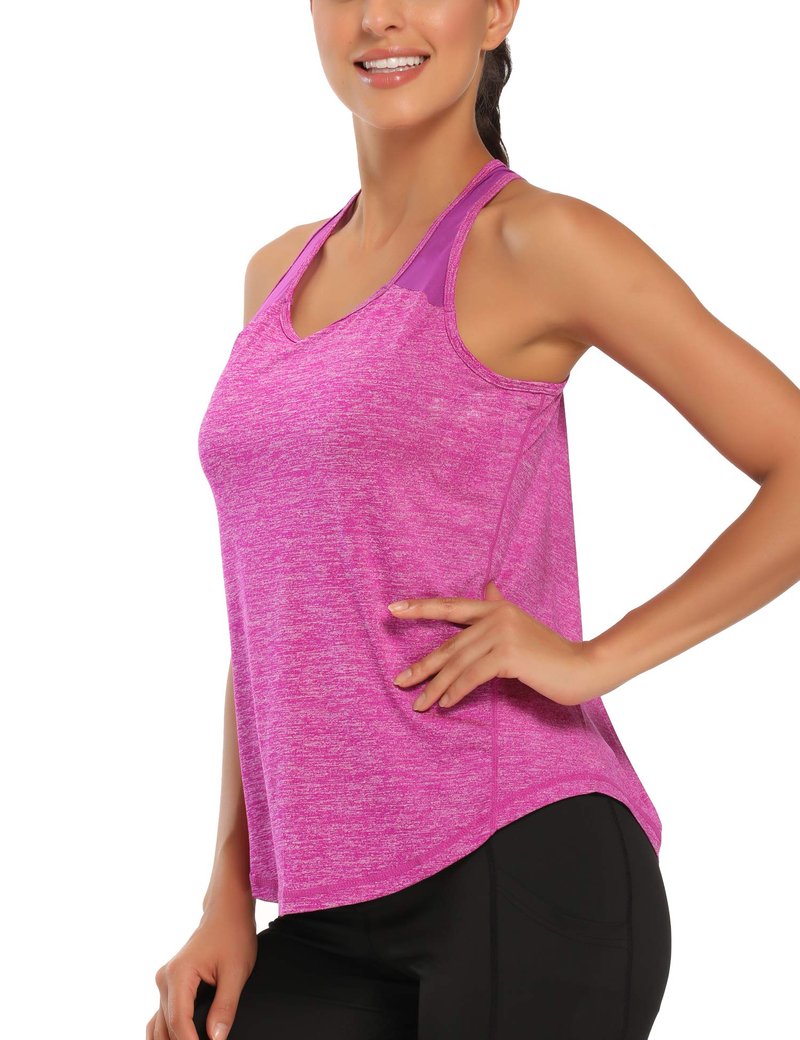 Aeuui Workout Tops for Women Racerback Mesh Yoga Shirts Athletic Running Tank Tops Sleeveless Gym Clothes Dark Purple