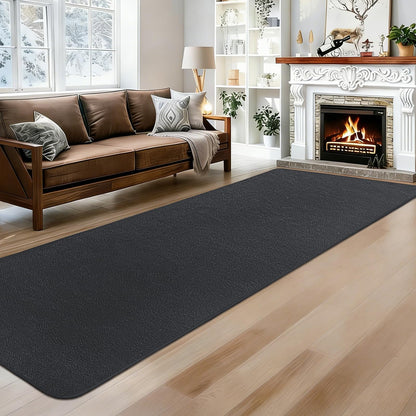 QDUIDU Runner Rugs for Bedroom Living Room, 2x6 Feet Ultra Soft Dark Grey Runner Rug Thickened with Memory-Foam, Solid Modern Minimalist Carpets for Home Decor, Non-Slip and Comfy Bedside Hallway Rug