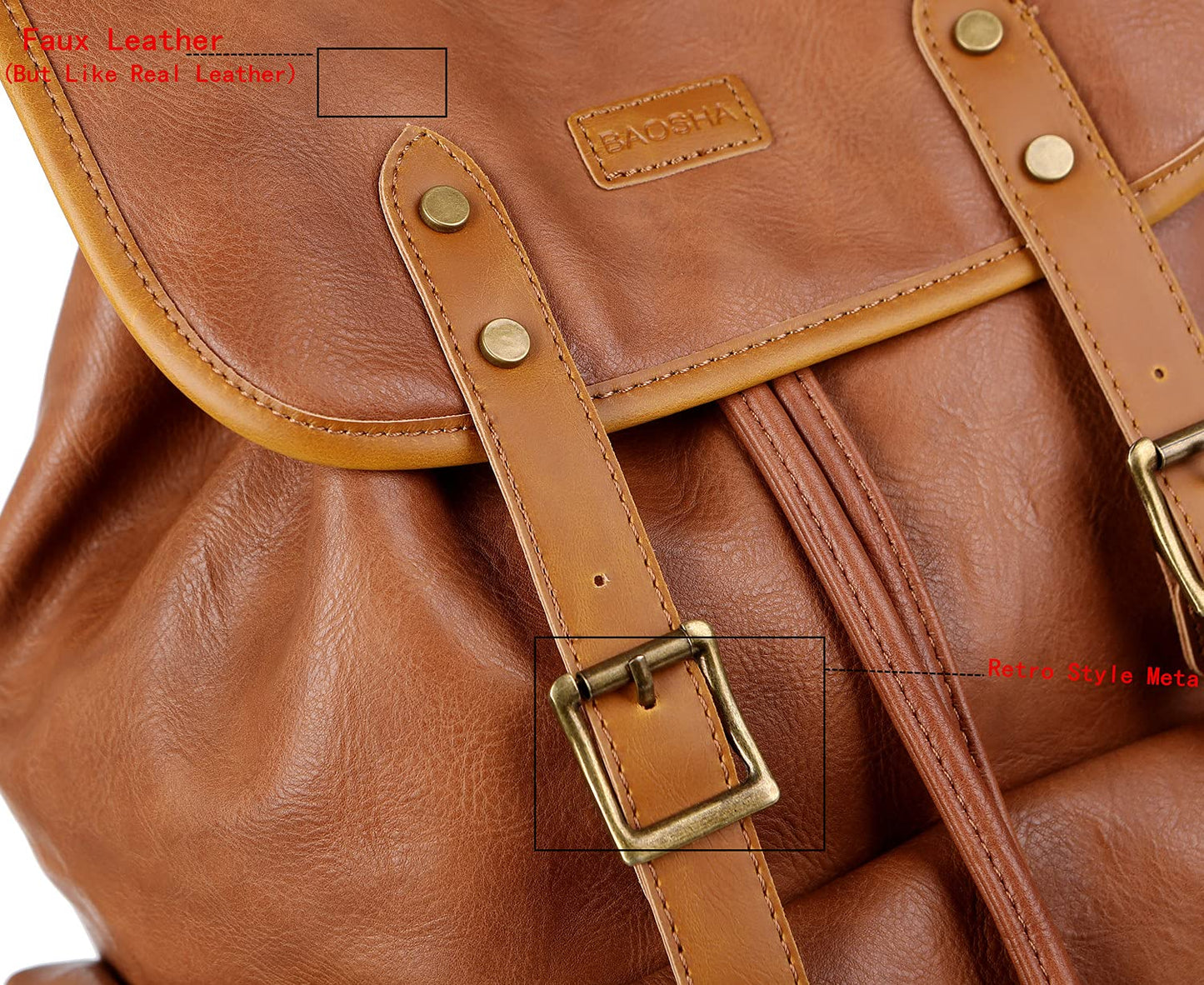 Vegan Leather 15.6 inch Laptop Backpack Hiking Camping Backpack Satchel Bookbag Travel Business Backpack CN-01 (Brown)