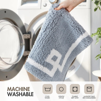 Madison Park Evan 100% Cotton Bathroom Non Slip Backing-Luxurious Tufted Plush Bath Mat Absorbent, Quick Dry, Spa Design Shower Room Décor, 20x30" Blue
