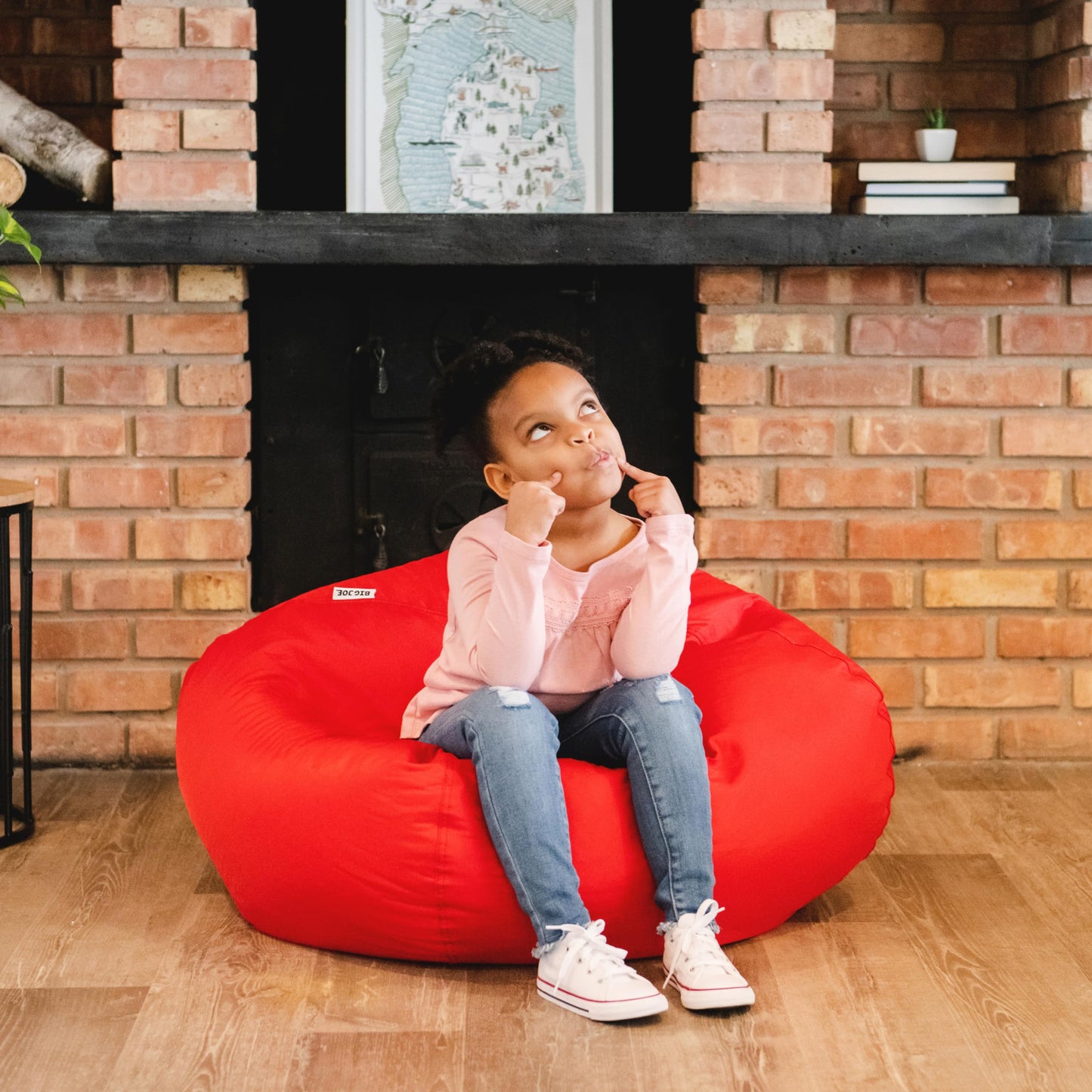 Big Joe Classic Bean Bag Chair, Mini Clouds Oat Smartmax, Durable Polyester Nylon Blend, 2 feet Round