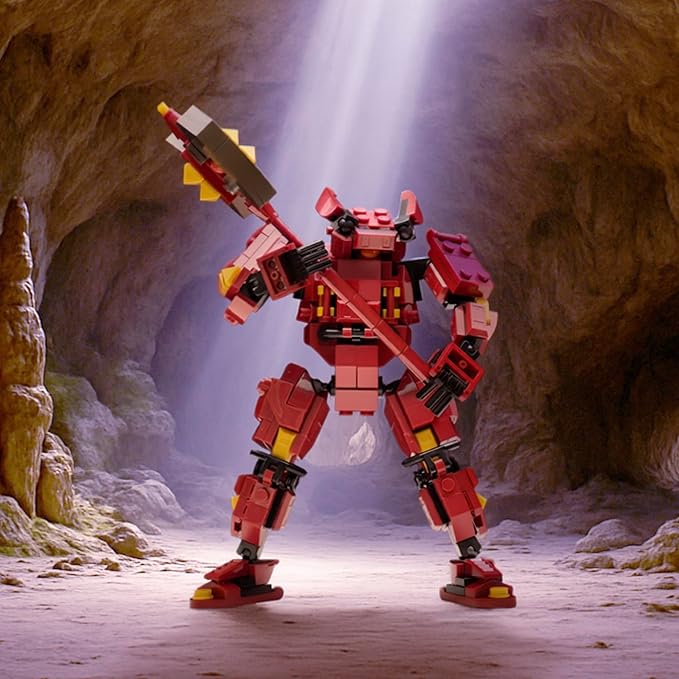 MyBuild Sci-Fi Rita 5028 – Red Armor Mech with Battle Axe | Collectible Robot Building Set | Ages 14+