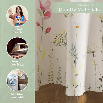 Maison d' Hermine Table Cloth Round Table 100% Cotton 63 Inches Tablecloth Reusable Decorative Everyday Use for Dining Room, Farmhouse, Home, Party, Festive & Wedding Spring Summer - Botanical Fresh