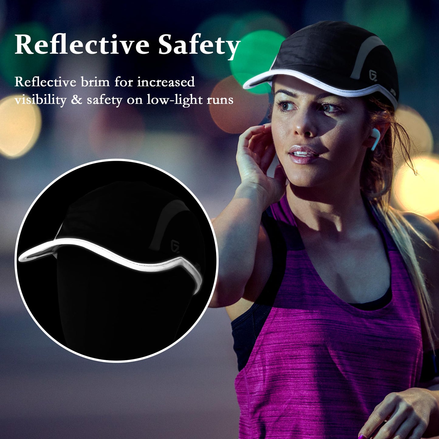 GADIEMKENSD 2 Pack Foldable Sports Sun Cap Men Women UPF50+ Protection Golf Hat Reflective Running Hat Cooling Summer Baseball Cap Hiking Camping Orange