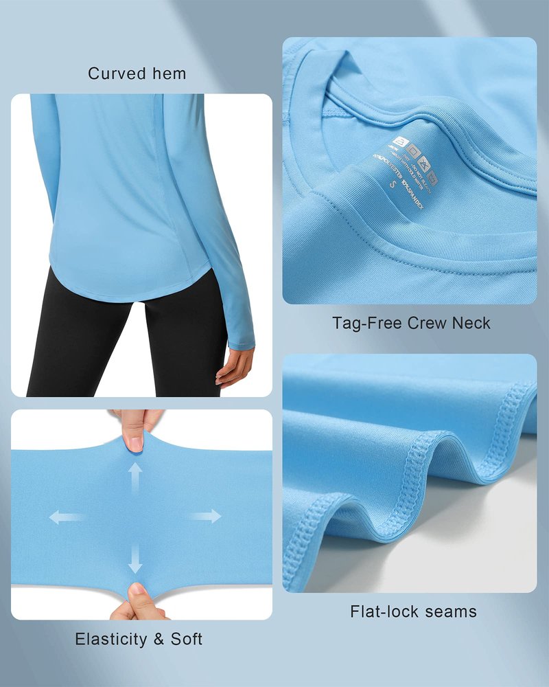 Roadbox Womens Long Sleeve UV Sun Protection Shirts UPF 50+ for Workout Swim