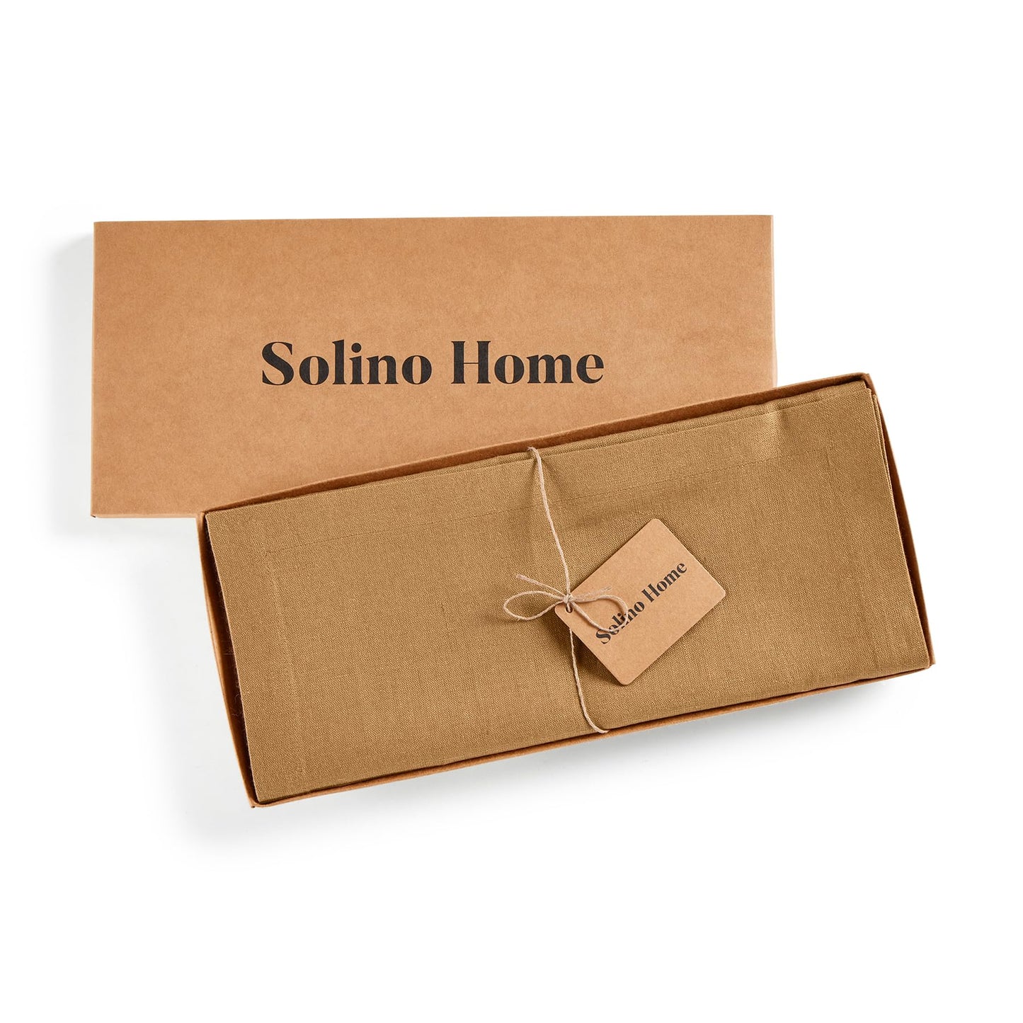 Solino Home Linen Table Runner 120 Inches Long - 100% Pure Linen Tobacco Brown Table Runner 14 x 120 Inch - Diana Medium Weight