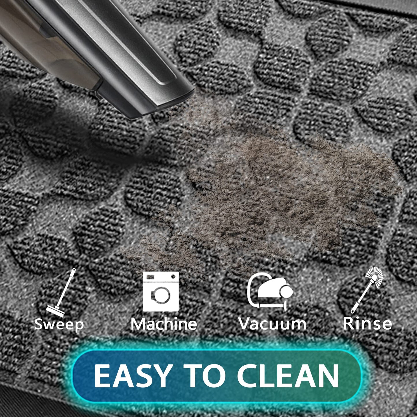 Bulijojo Sturdy Front Entrance Doormats,Durable Heavy Duty Welcome Mat,Thick Absorbent Natural Rubber Non Slip Mat,Easy Clean Entryway Mat Geometric Grey 23"x35"