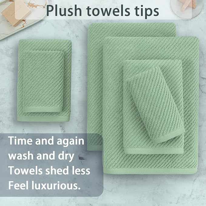 VOOVA & MOVAS Green Towels for Bathroom