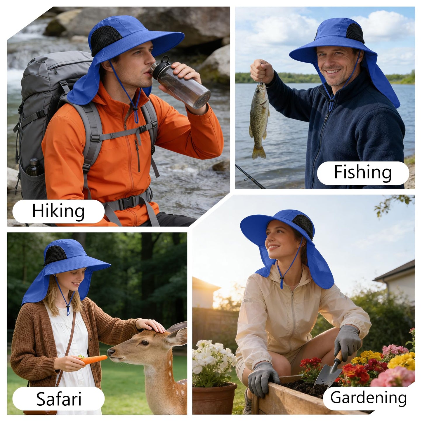 Sun Hat for Men Women with Neck Flap,UPF 50+ UV Protective Hiking Fishing Hats,Wide Brim Sun Hat for Women&Men