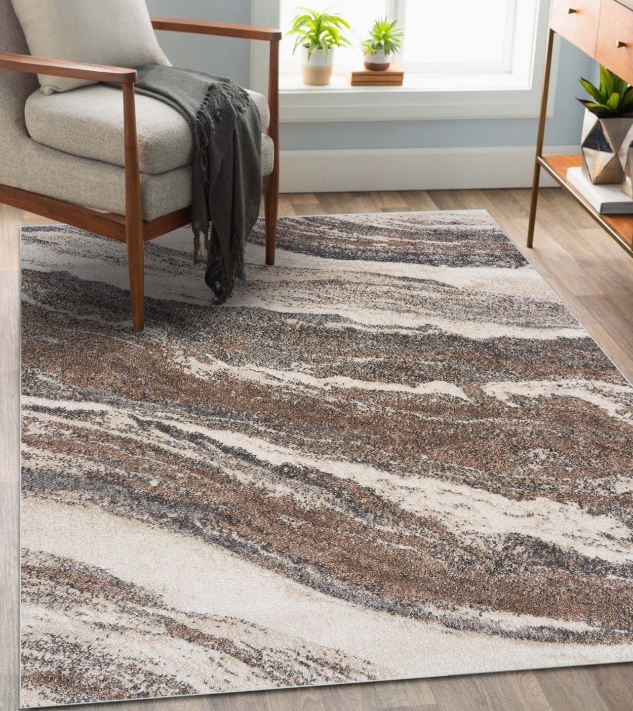 LUXE WEAVERS Lagos Collection 7983 Abstract Grey 4x5 Art Deco Area Rug