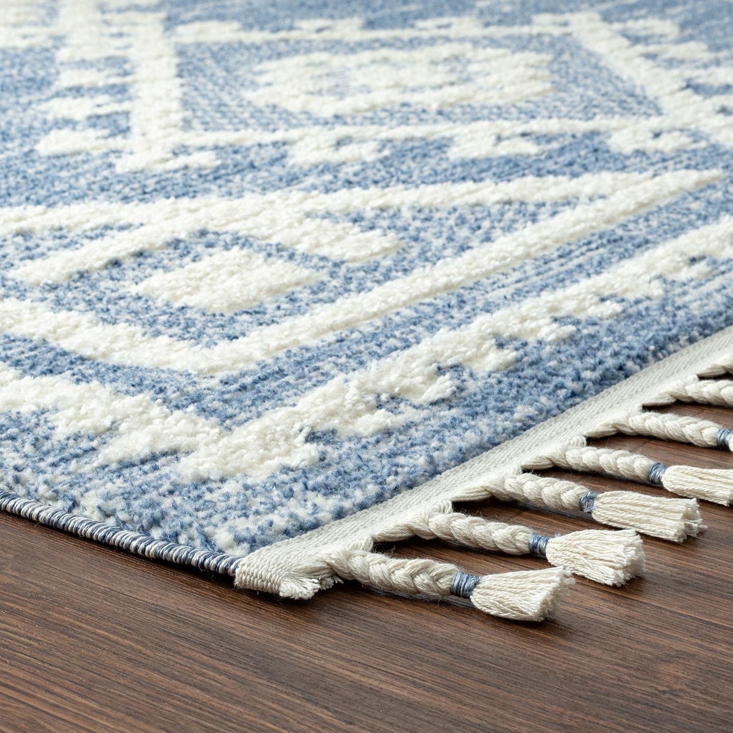 LUXE WEAVERS Ibiza Collection 8066 Blue 5x7 South Western Geometric Area Rug