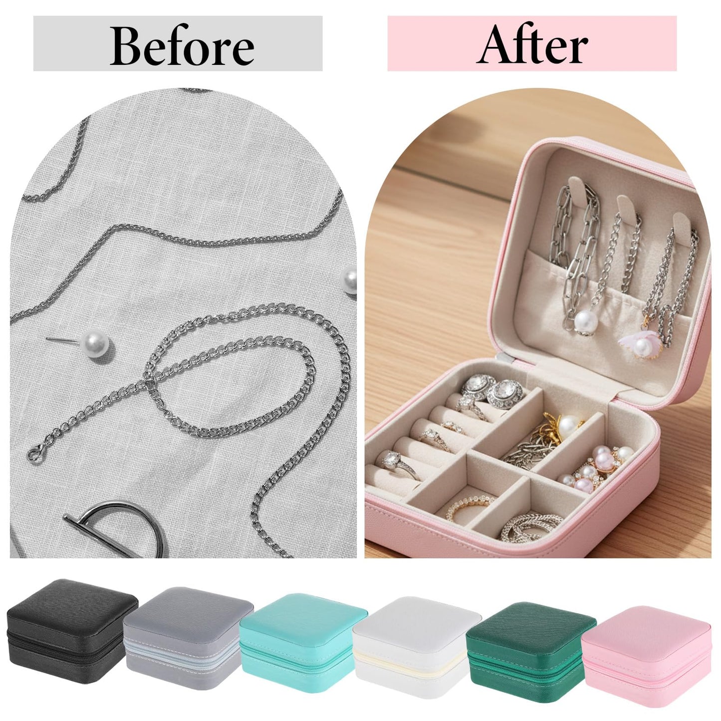 SHENLIU 12pcs Mini Jewelry Travel Case, 6 Elegant Colors Compact PU Leather Jewelry Organizer for Rings, Earrings, Necklaces, Perfect for Bridesmaid Gifts