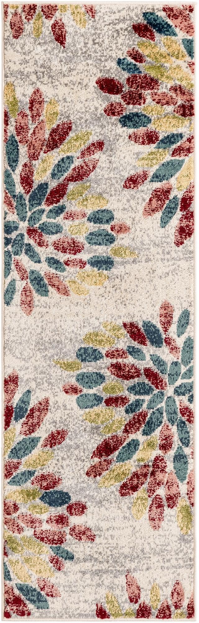 Rugs.com - Charleston Rug – 6 Ft Runner Multi Modern Floral Easy-Clean Rug – Perfect for Hallways, Kitchens, and Entryways