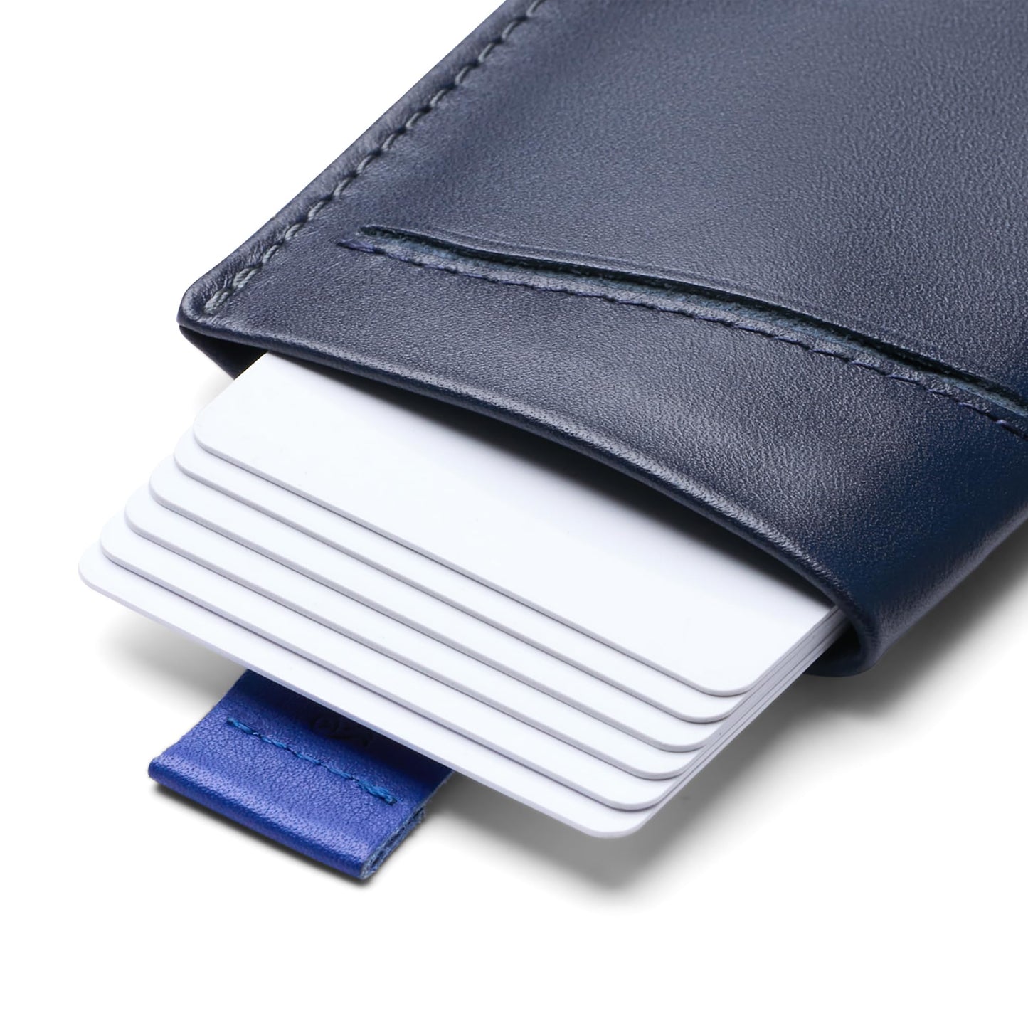 Bellroy Card Sleeve (Premium Leather Card Holder or Minimalist Wallet, Holds 2-8 Cards or Business Cards, Folded Note Storage) - Navy