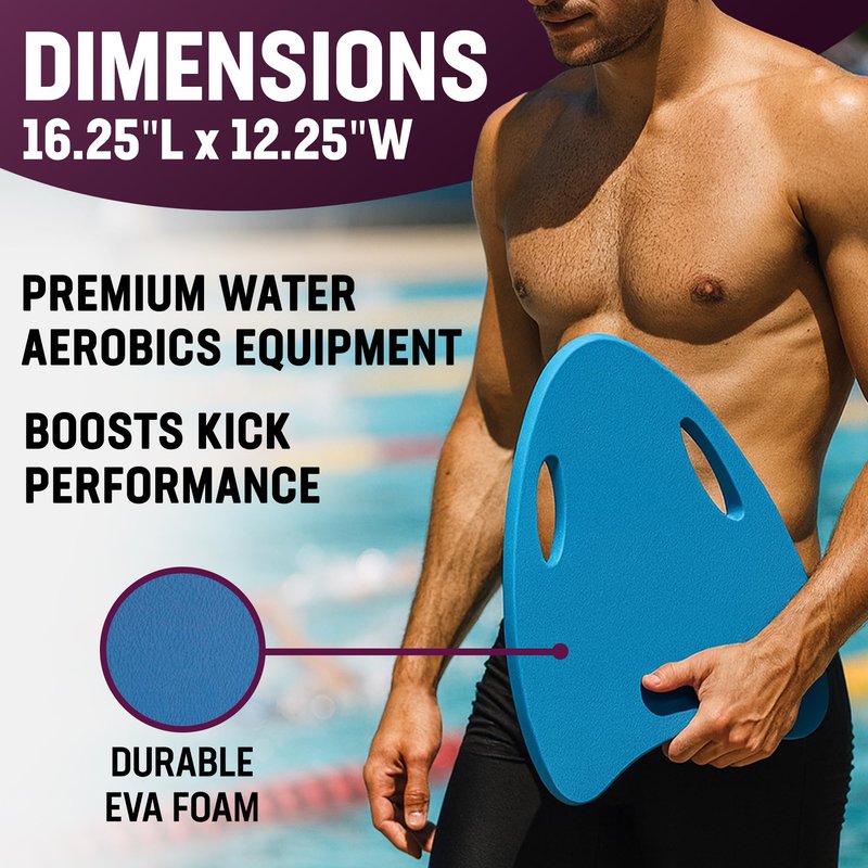 Kemp USA Contour Swim Kickboard with Handles EVA Foam Training Board Pool Swim Training Aid for Kick Drills Water Aerobics & Swim Teams 16.5 x 12.25 in Royal Blue