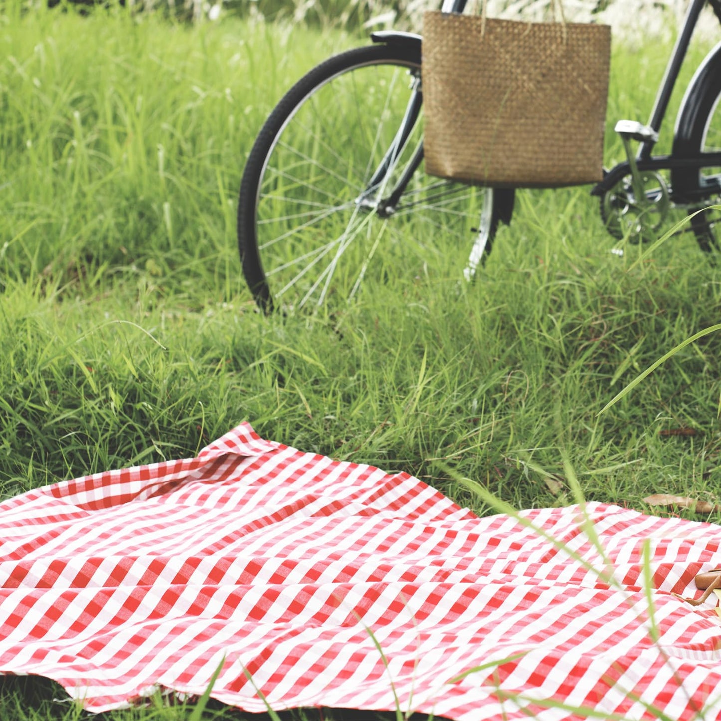 HunnmingRe 6 Pcs Disposable Outdoor Picnic Blankets 71''x71'' Thicken Foldable Waterproof Picnic Mats Bulk Gingham Oil Proof Camping Blankets with 4 Ground Spikes Beach Travel(Red and White)